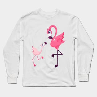 Momma & Baby Flamingos Long Sleeve T-Shirt